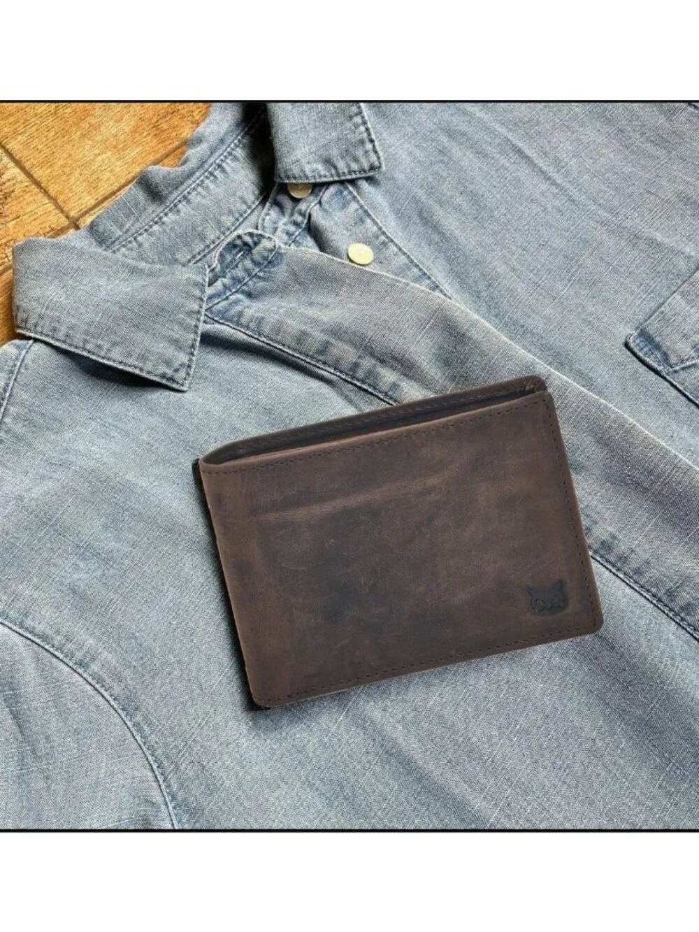Slim Minimalist Real Leather Bifold Wallet for Men - RFID Blocking, ID Window